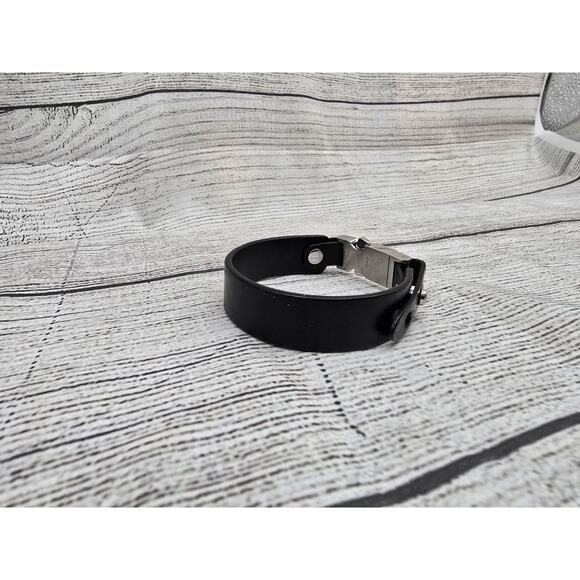 Fossil Mens Black Leather & Steel Bracelet - Picture 9 of 10
